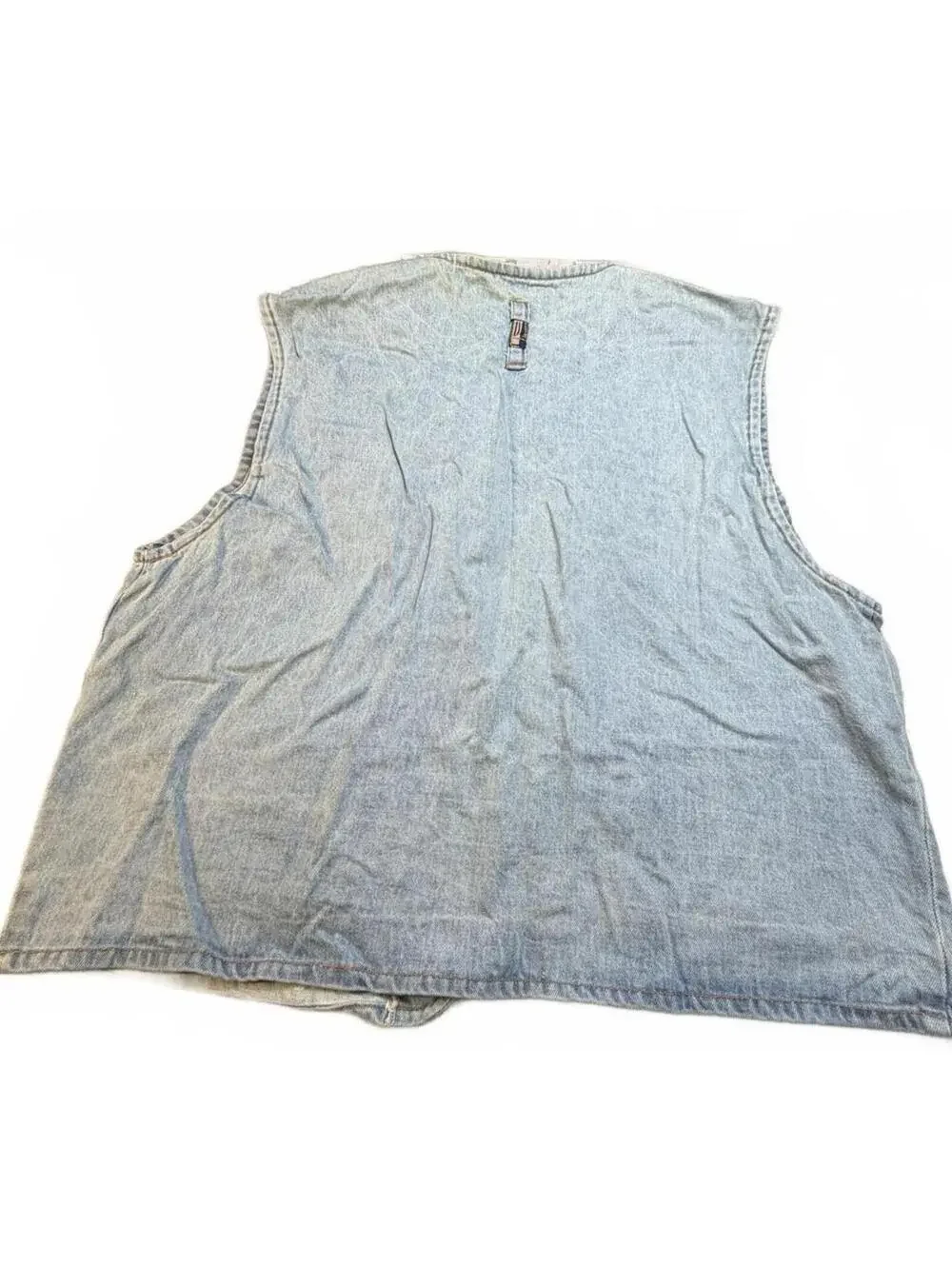 JACKET Vintage Light Wash Denim Utility Vest with Multiple Pockets